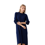 BRIT2827 LONG FINE CREWNECK SWEATER