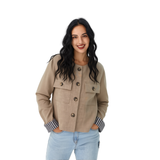 BR55642 LONG SLEEVE CROPPED BLAZER JACKET WITH POCKETS