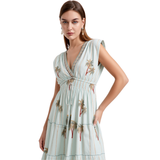 BR26137 SUNLIT TROPICS EMBROIDERED TIERED ONE SIZE MINI DRESS