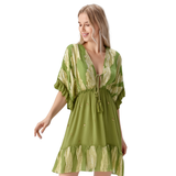 BR18324 BOHO STYLE WITH GOLD PAISLEYS ONE SIZE MINI DRESS