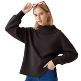 BRIT2826 RIB KNIT OFF THE SHOULDER SWEATER